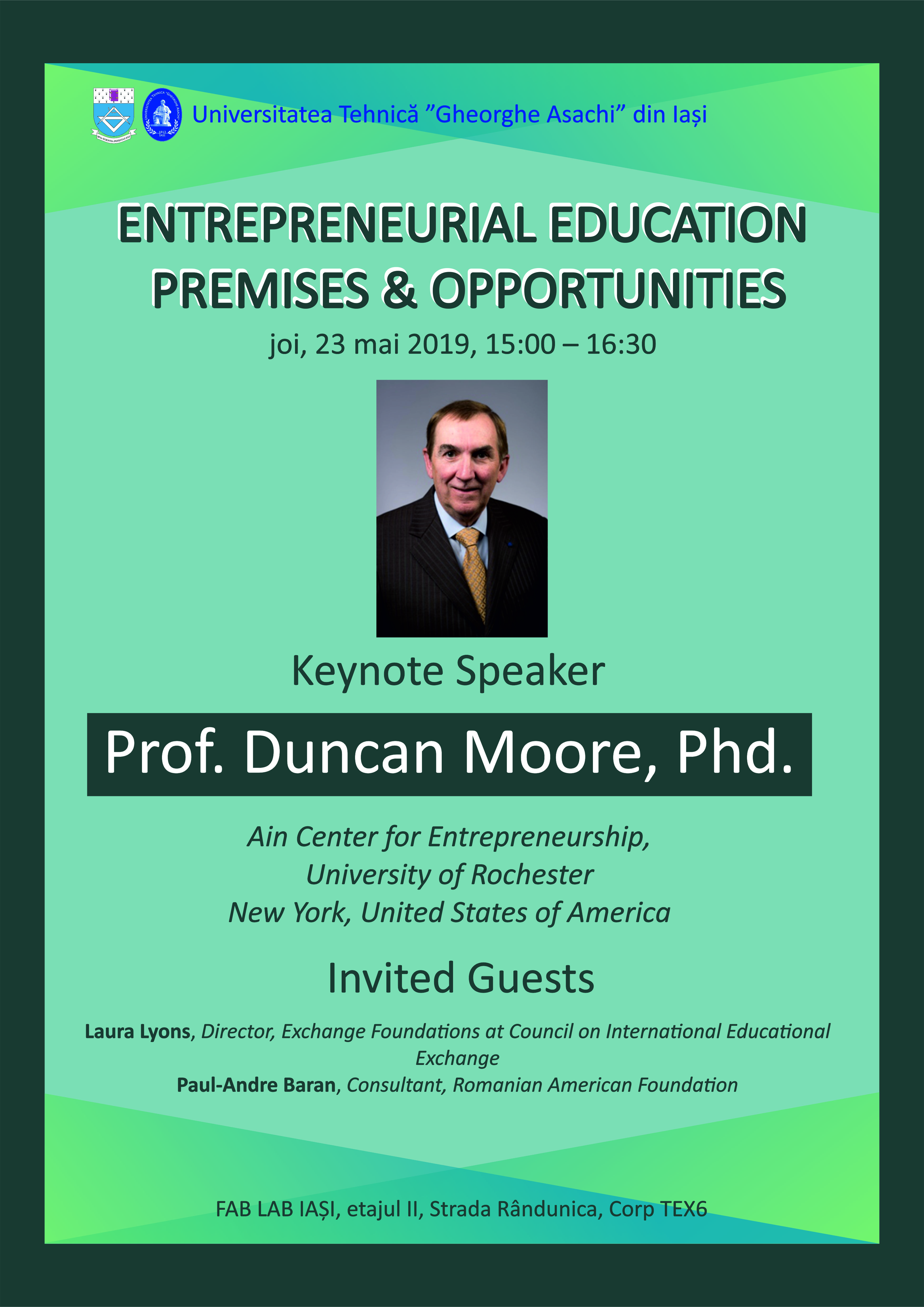 Invitație dezbatere publică – Entrepreneurial Education. Premises & Opportunities
