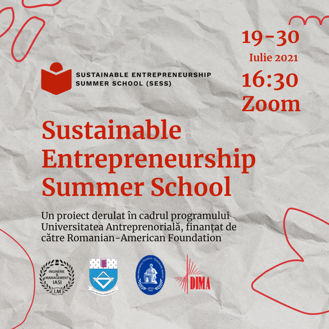 Invitație participare Sustainable Entrepreneurship Summer School SESS 2021